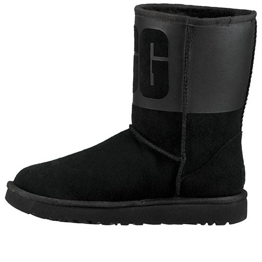 (WMNS) UGG Classic Short Rubber Boot 'Black' 1096473-BLK
