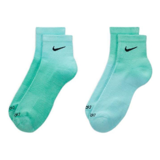 Nike Gradient Knit Logo Embroidered Socks 2 Pairs Gradient Green + Gra ...