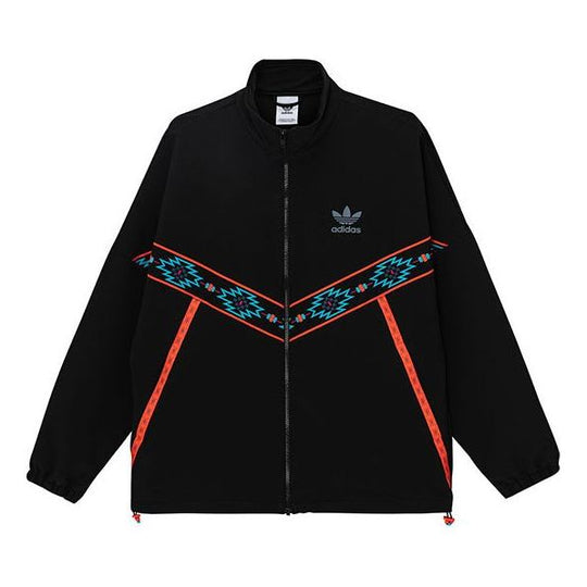 adidas originals Geometry Pattern Casual Sports Stand Collar Jacket Black HB3148
