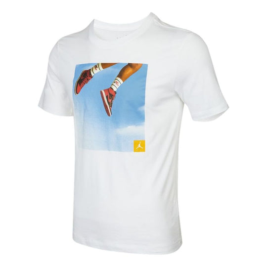 Men's Air Jordan Shoes Photo Printing Sports Short Sleeve White T-Shirt DA9895-100