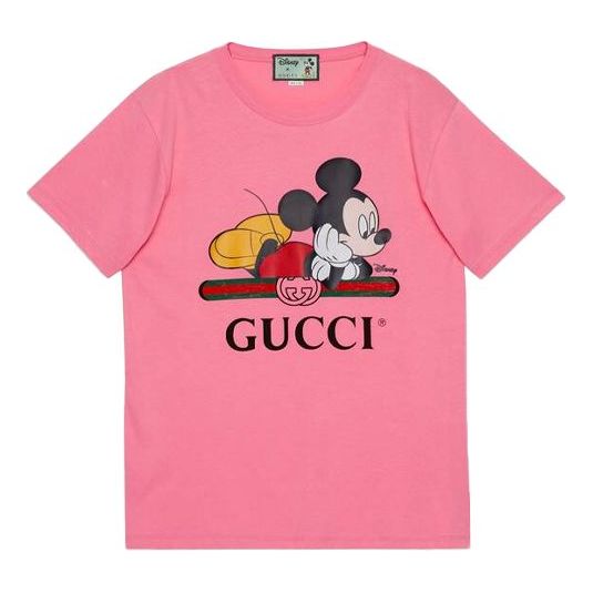 (WMNS) Gucci x Disney Crossover Mickey Printing Round Neck Short Sleeve Pink 492347-XJB7W-5412