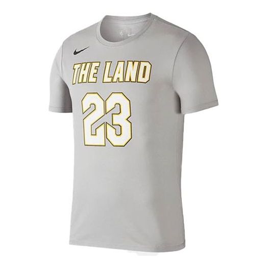 Men's Nike NBA Basketball Sports Round Neck Short Sleeve Cleveland Cavaliers LeBron James No. 23 Gray T-Shirt (No. 3) AA2575-007