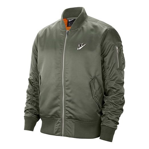 Nike Nsw Punk 3D logo aviator Jacket US Edition Gray Green CZ1670-380