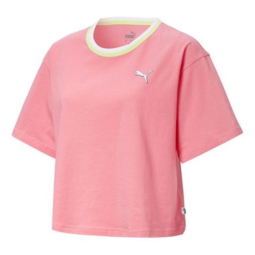 (WMNS) PUMA Celebration Style Tee Multi-Color Round Neck Short Sleeve Pink 586043-14