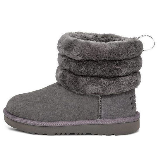 UGG Fluff Mini Quilted Fleece Lined Big Boys Gray 1103612K-CHRC
