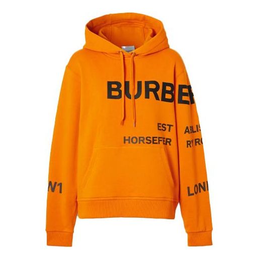 (WMNS) Burberry Horseferry Prints Cotton Loose hooded sweatshirt 'Orange' 80407691