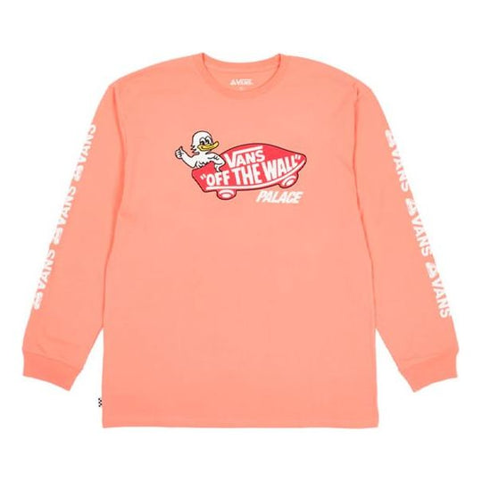 PALACE x Vans Crossover Off The Wall Classic Alphabet Pattern Printing Round Neck Long Sleeves Orange T-Shirt VN0A7VCM6KB