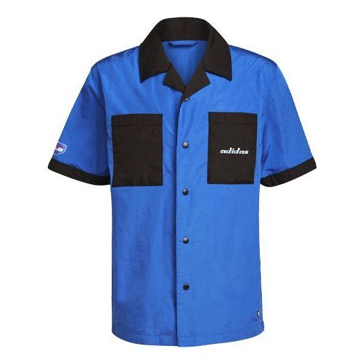 adidas originals MENS TGP SS Logo Printed Motorcycle Short Sleeve Shirt Blue HA4744
