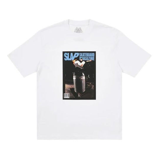 PALACE x Slap Magazine Crossover Mag Cover Classic Portrait Pattern Printing Short Sleeve White T-Shirt P20TS264