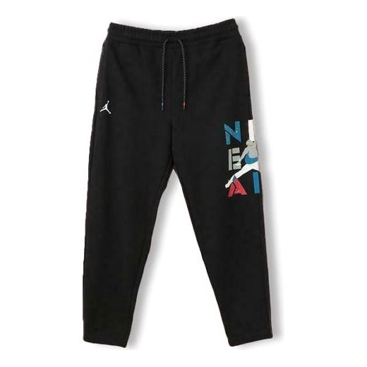Men's Air Jordan 14 Legacy Alphabet Printing Casual Pants/Trousers Black CQ8304-010 Casual Pants - KICKSCREW