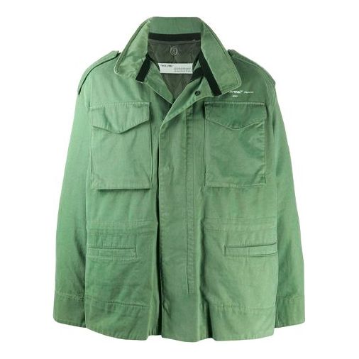 Men's OFF-WHITE Logo Alphabet Classic Multiple Pockets Jacket Version Green OMEL009R20G460214301 Jacket - KICKSCREW