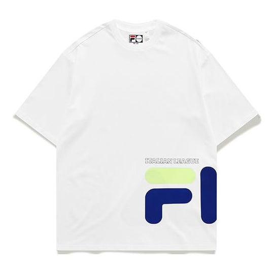 Men's FILA FUSION Contrasting Colors Logo Round Neck Short Sleeve White T11M122114B-WT