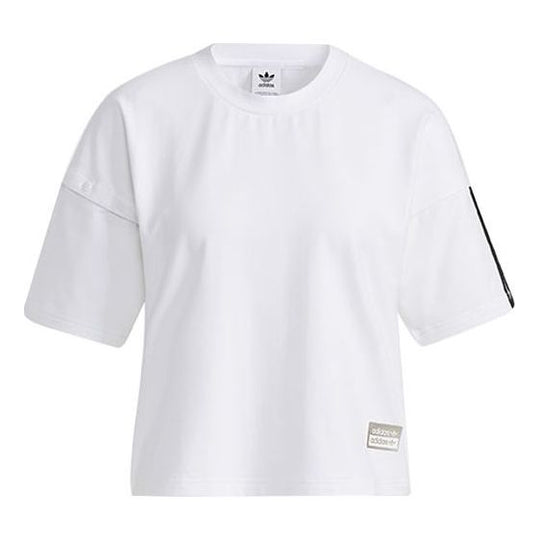 (WMNS) adidas originals Ryv Tee Ss Stripe Sports Round Neck Short Sleeve White T-Shirt H39016