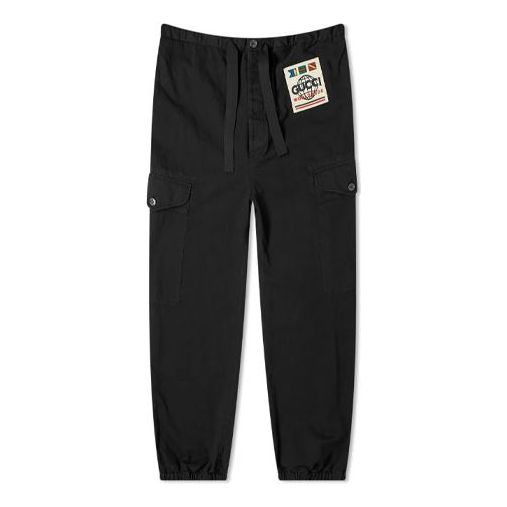 Gucci Cotton Diamond Nautical Logo Patch Frock Trousers For Men Black 591054-ZAC7Z-1000
