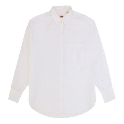 Levis Easy Wave Series Lapel Pure Cotton Long-Sleeved Shirt White 22648-0001