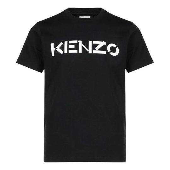 Men's KENZO Logo Pattern Round Neck Short Sleeve Black T-Shirt FA65TS0004SJ-99