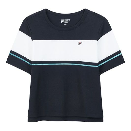 FILA Contrasting Colors Loose Short Sleeve T-shirt Blue F61W028105F-NV T-shirts - KICKSCREW