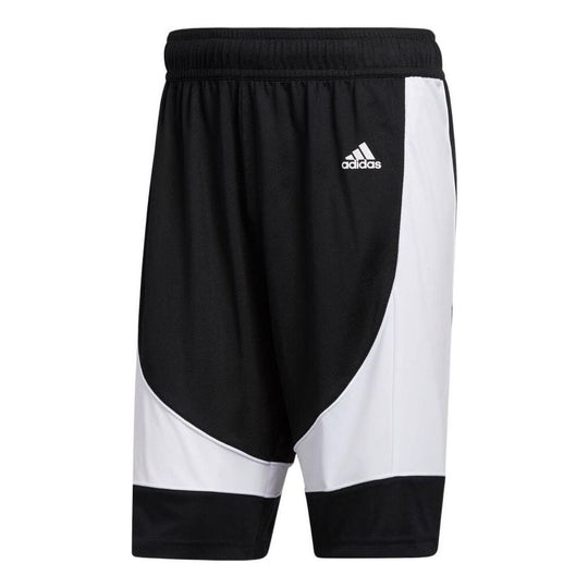 Men's adidas Logo Printing Contrasting Colors Basketball Sports Shorts Black FR9442