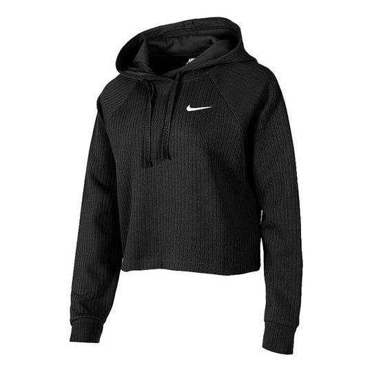 (WMNS) Nike Sportswear Cropped Hoodie 'Black White' CJ2664-010
