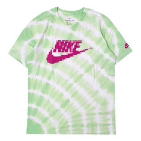 Nike Sportswear Version Tie Dye Printing Logo Short Sleeve White / Grass Green CU6929-100