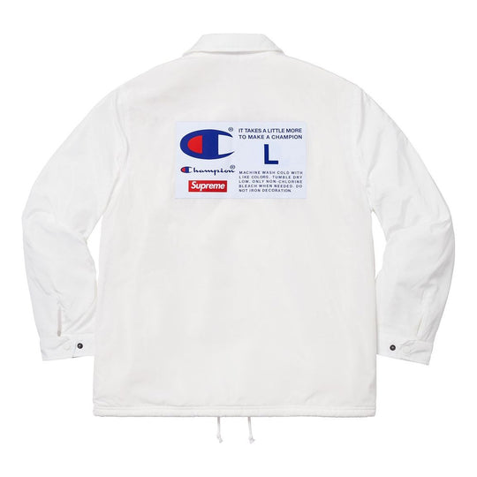 Supreme FW18 Champion Label Coaches Jacket White SUP-FW18-366