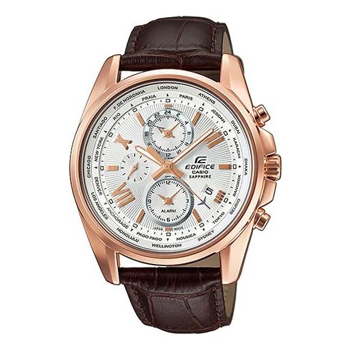 Men's CASIO EDIFICE Waterproof Fashion Quartz Watch Rose Gold Dial Belt EFB-301JL-7A Watches - KICKSCREW