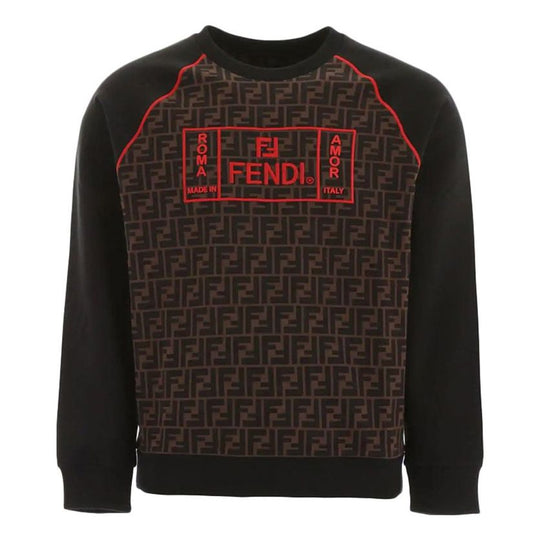 Men's FENDI Alphabet Logo Round Neck Pullover Black FY0992A87EF0BVE