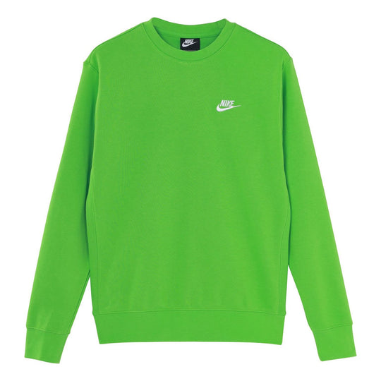 Nike Club French Embroidered Logo Sports Round Neck Pullover Green BV2667-304