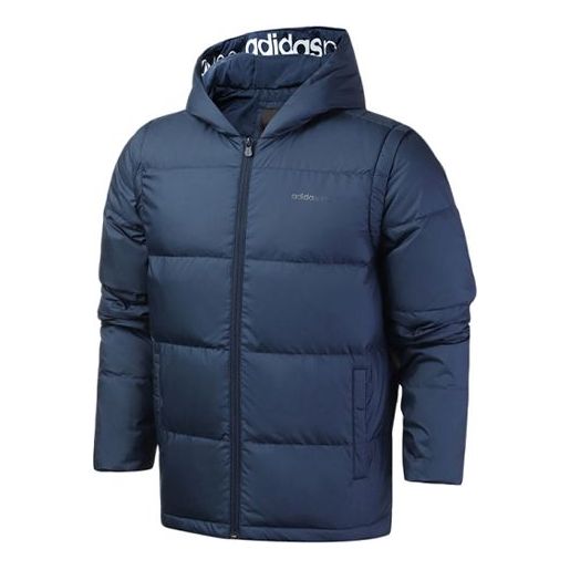 adidas neo Sports hooded Detachable Long Sleeves Down Jacket Navy Blue EI4376
