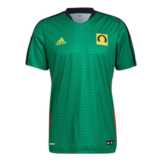 Men's adidas Sports Soccer/Football Polka Dots Full Print Short Sleeve Japanese Version Green T-Shirt HC9802