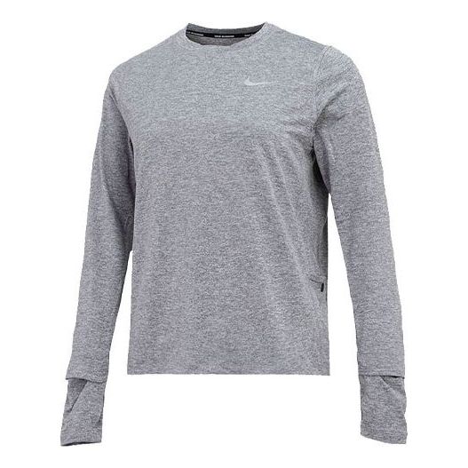 (WMNS) Nike Running Sports Round Neck Quick Dry Long Sleeves Gray T-Shirt CU3278-084