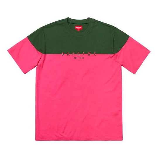 Supreme FW18 Split Logo SS Top Pink Tee SUP-FW18-271 T-shirt - KICKSCREW