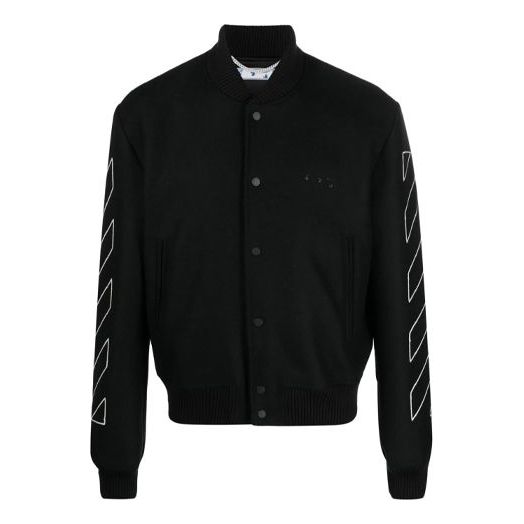 Men's OFF-WHITE Diagonal Stripes Long Sleeves Jacket Loose Fit Black OMEA267F21FAB0021001 Jacket - KICKSCREW