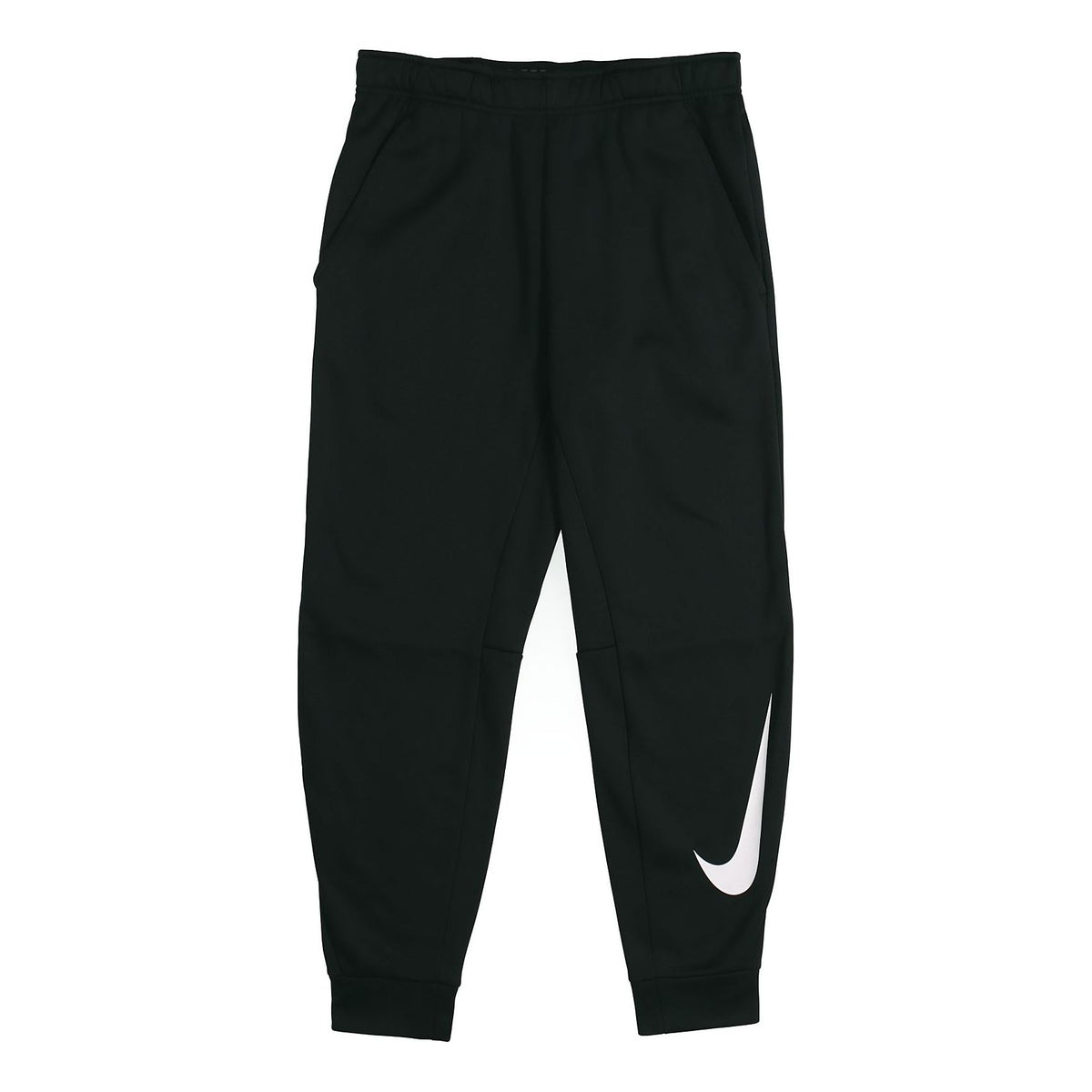 Nike Therma Tapered Swoosh Fleece Lined Sports Training Long Pants Bla ...
