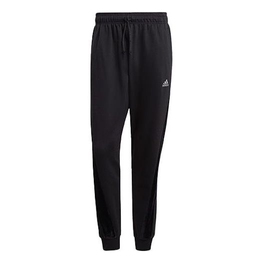 adidas Velvet Pant M Sports Training Splicing Bundle Feet Knit Long Pants Black H25090