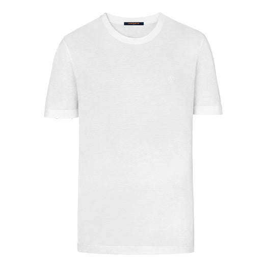 Men's LOUIS VUITTON Solid Color Round Neck Short Sleeve White T-Shirt ...