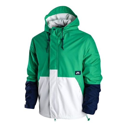 Nike SB Storm-FIT Woven Fleece Colorblock Skateboard Hooded logo Jacket Green DH2626-310