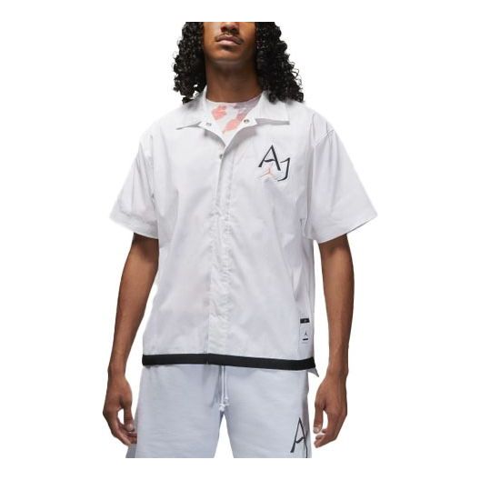 Air Jordan Solid Color Embroidered Alphabet Short Sleeve Shirt Men's White Gift for Him DM1417-100