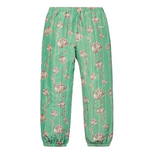 Supreme SS19 Floral Silk Track Pant Flowers Bundle Feet Casual Pants Unisex Green SUP-SS19-10348