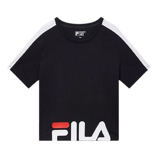 (WMNS) FILA Alphabet Logo Printing Sports Round Neck Short Sleeve Navy ...