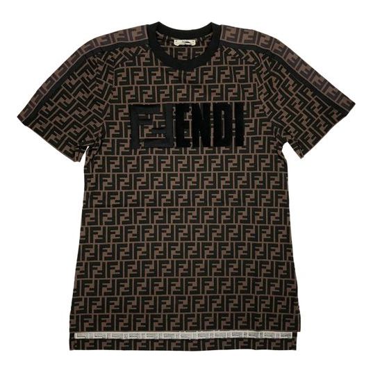 Women's FENDI Classic F Printing Short Sleeve T-shirt Brown FS7074-A5HL-F15NH T-shirts  -  KICKSCREW