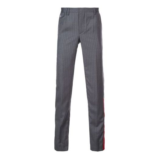 Men's OFF-WHITE Stripe Pattern Casual Long Pants/Trousers Slim Fit Gray OMCA079F183560049900