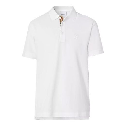 Burberry Pattern Net Cotton Polo Male White 80140051