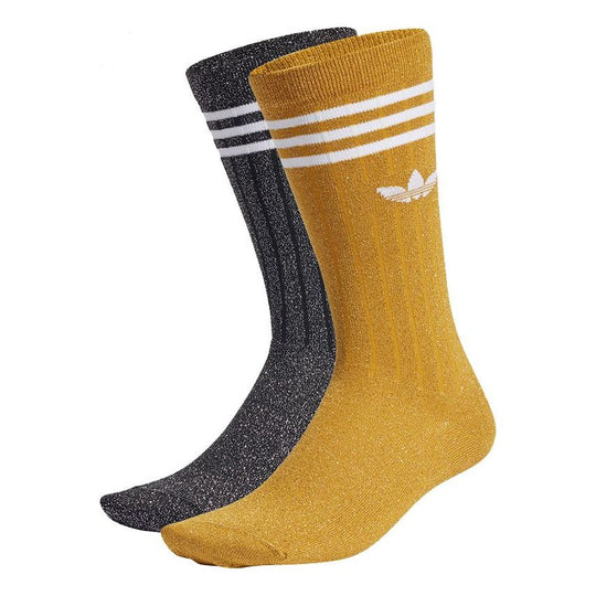 adidas originals Contrasting Colors Logo Sports Socks 2 Pairs Gray / Yellow H36835