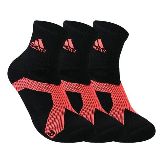 Adidas breathable towel bottom socks 3 pairs'Black Red' MF0025 - KICKS CREW