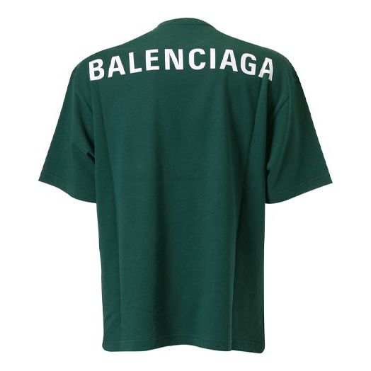Men's Balenciaga Logo Printing Short Sleeve Green 570805THV803230