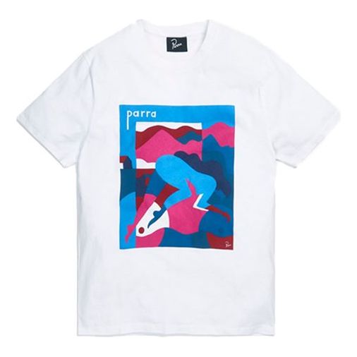 Men's KITH x By Parra Crossover Girl Race Painting Pattern Short Sleeve White PA43730-WHT