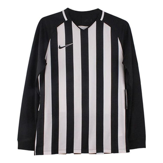 Men's Nike Stripe V Neck Long Sleeves Black White T-Shirt AO2455-010