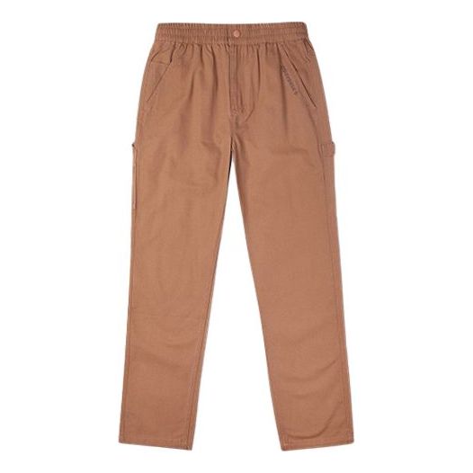Men's Converse Logo Solid Color Straight Casual Elastic Waistband Long Pants/Trousers Brown 10020002-A04