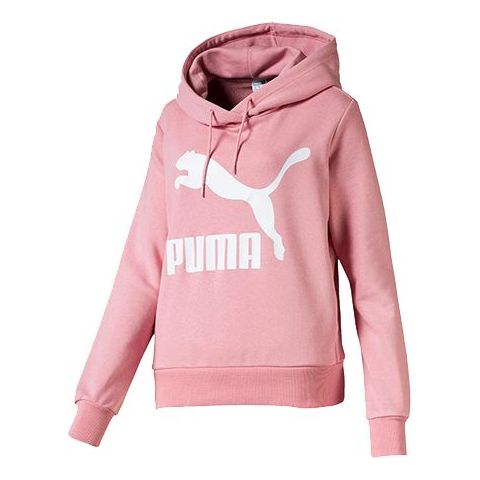 (WMNS) PUMA Classics Logo Casual Sports Hoodie Pink Red 595915-14